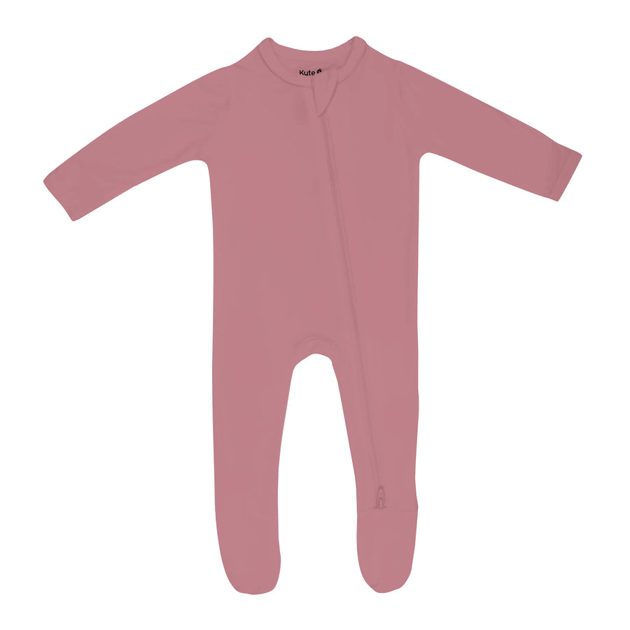 Dusty Rose Bamboo Zippered Footie