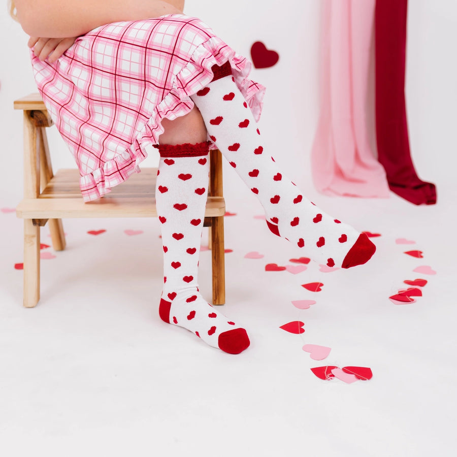 Love Lace Top Knee High Socks