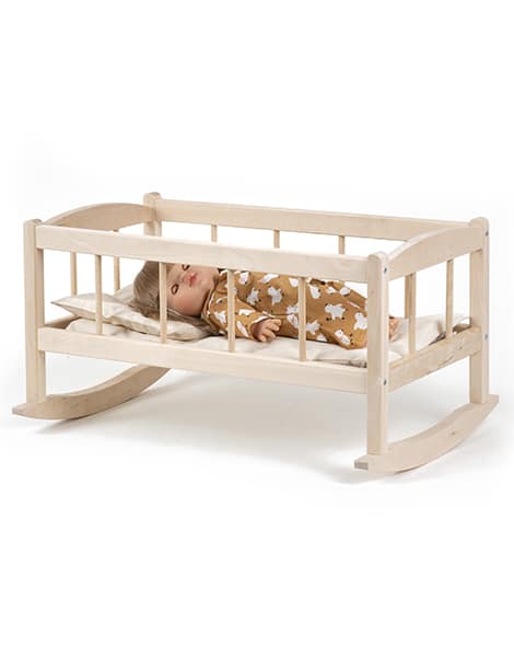 Nordic Flowers Wooden Doll Bed