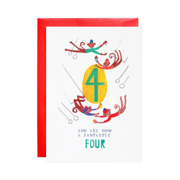 Four Mischievous Monkeys Birthday Card