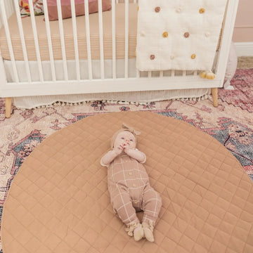 Organic Cotton Quilted Round Play Mat - Rust