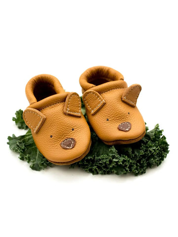 Honey Bear Leather Baby Booties