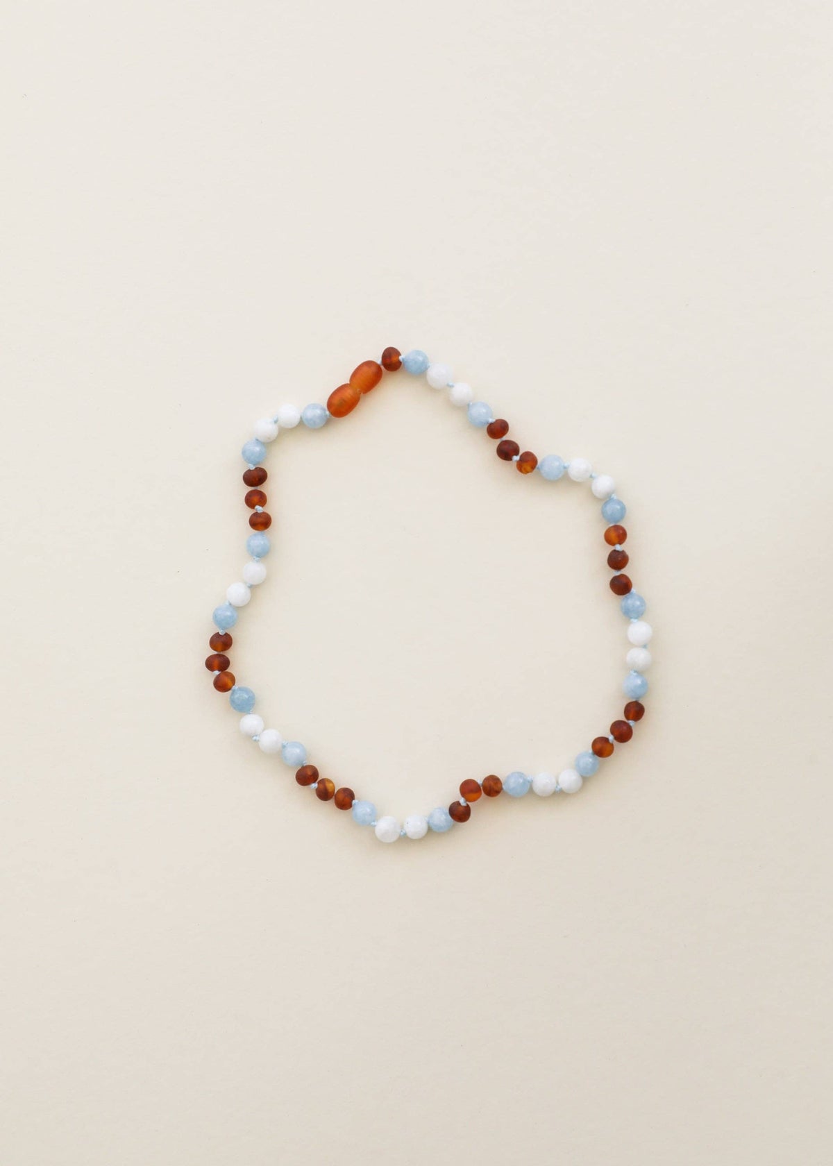 Raw Cognac Baltic Sea Amber + Moonstone + Aquamarine Necklace