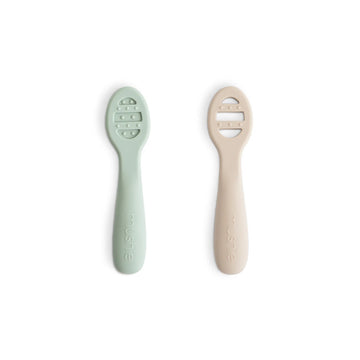 First Feeding Baby Spoons (2 Pack) - Cambridge Blue & Shifting Sand
