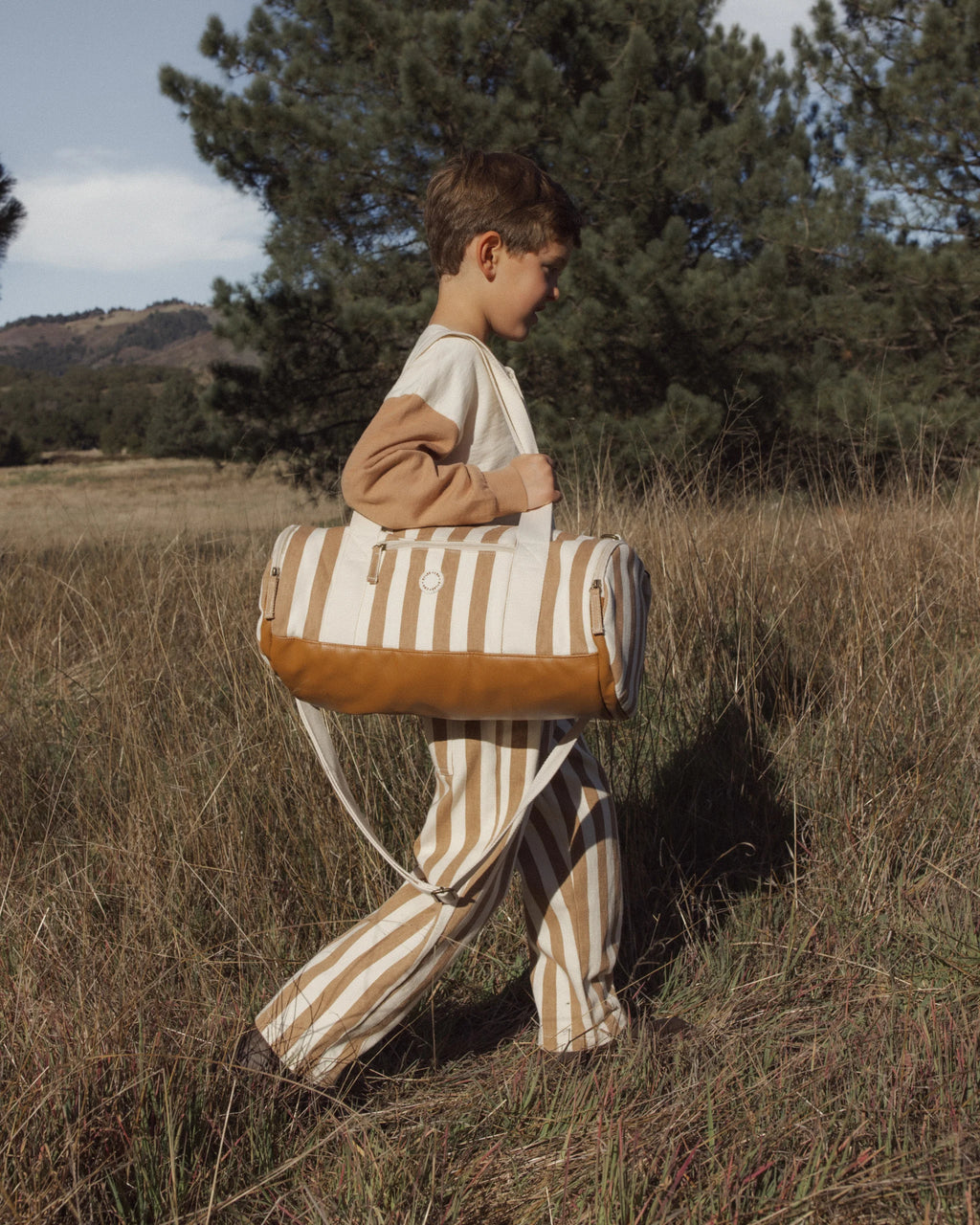 Fawn Pinstripe Duffle Bag