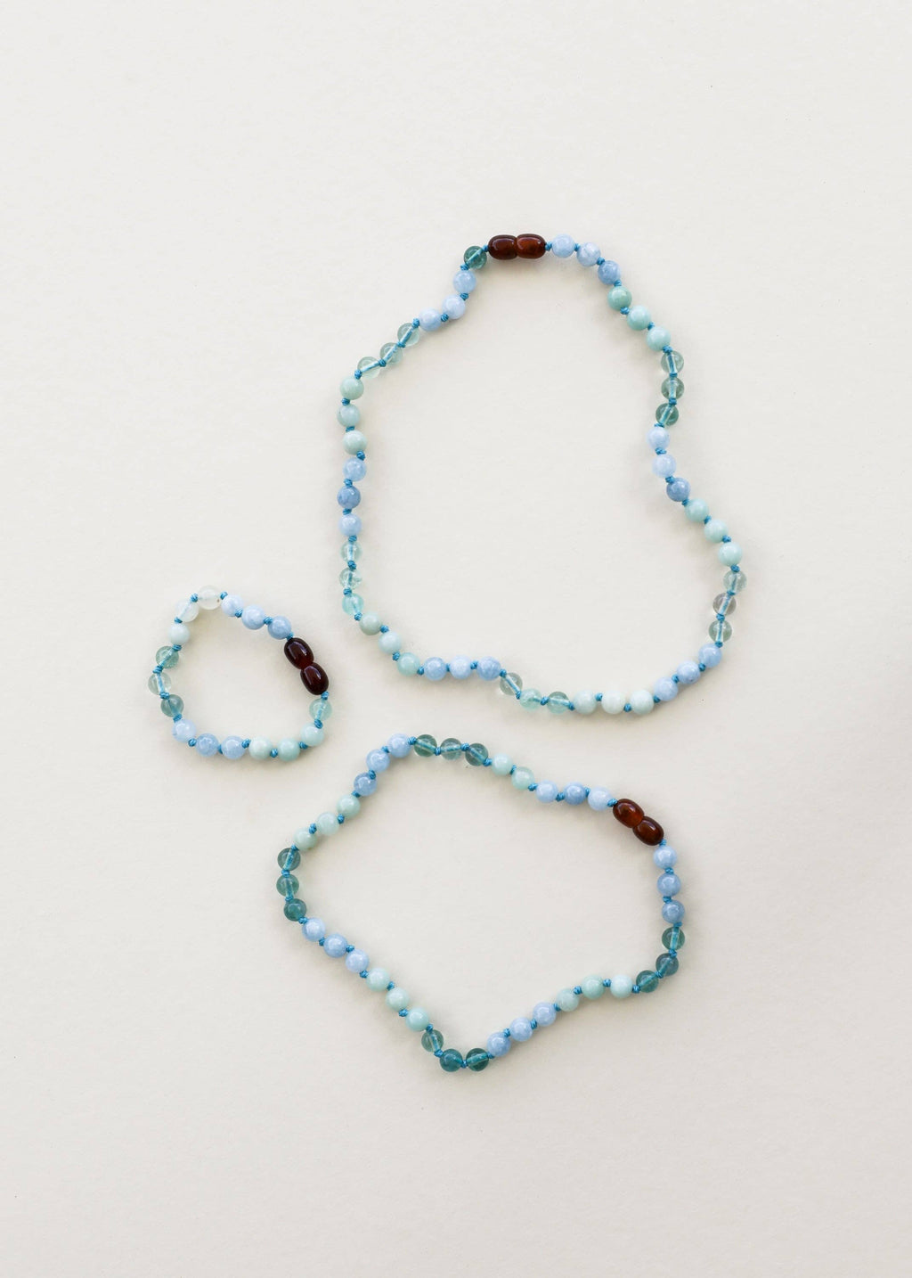 Amazonite + Aquamarine + Fluorite Gemstone Necklace