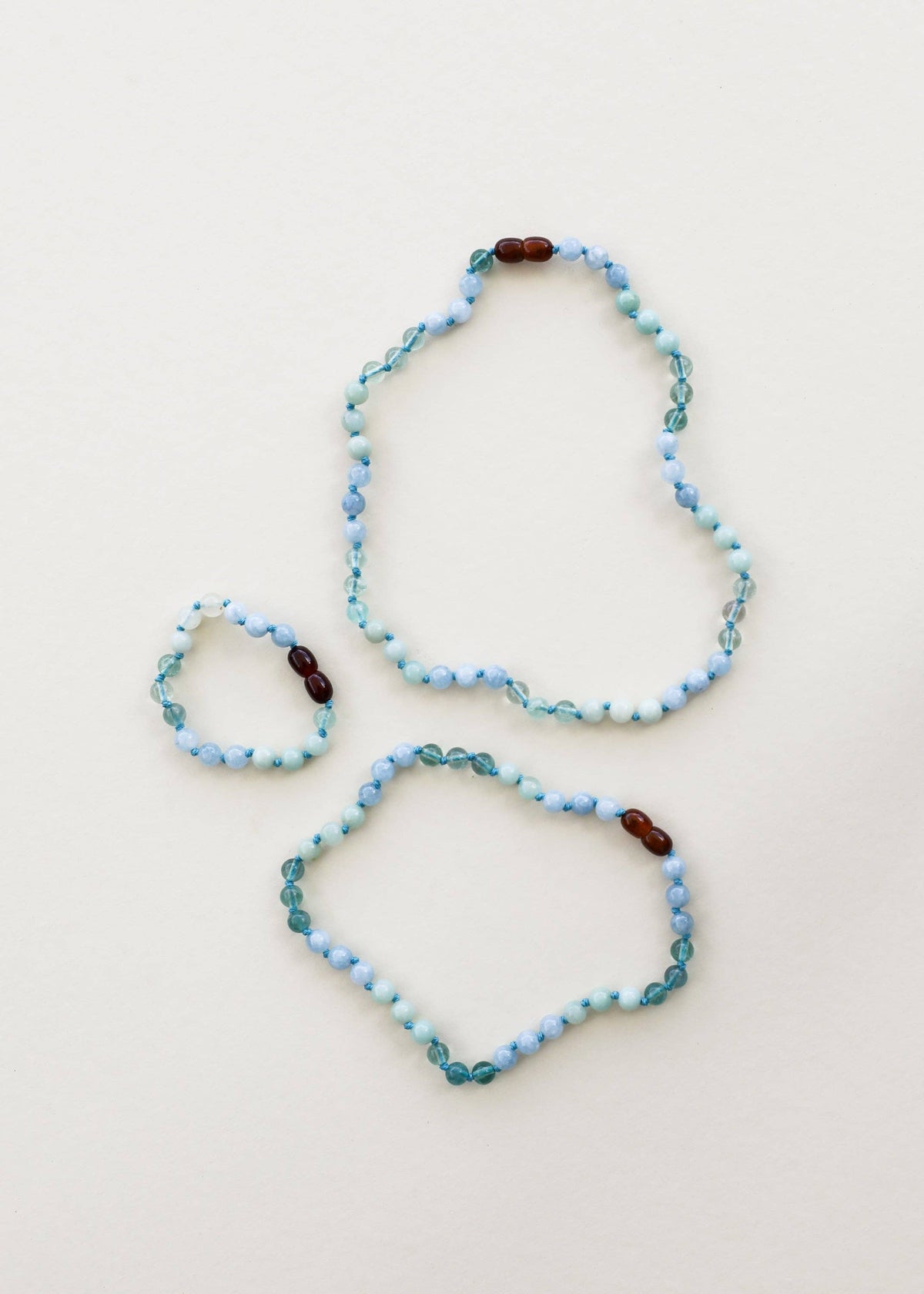 Amazonite + Aquamarine + Fluorite Gemstone Necklace