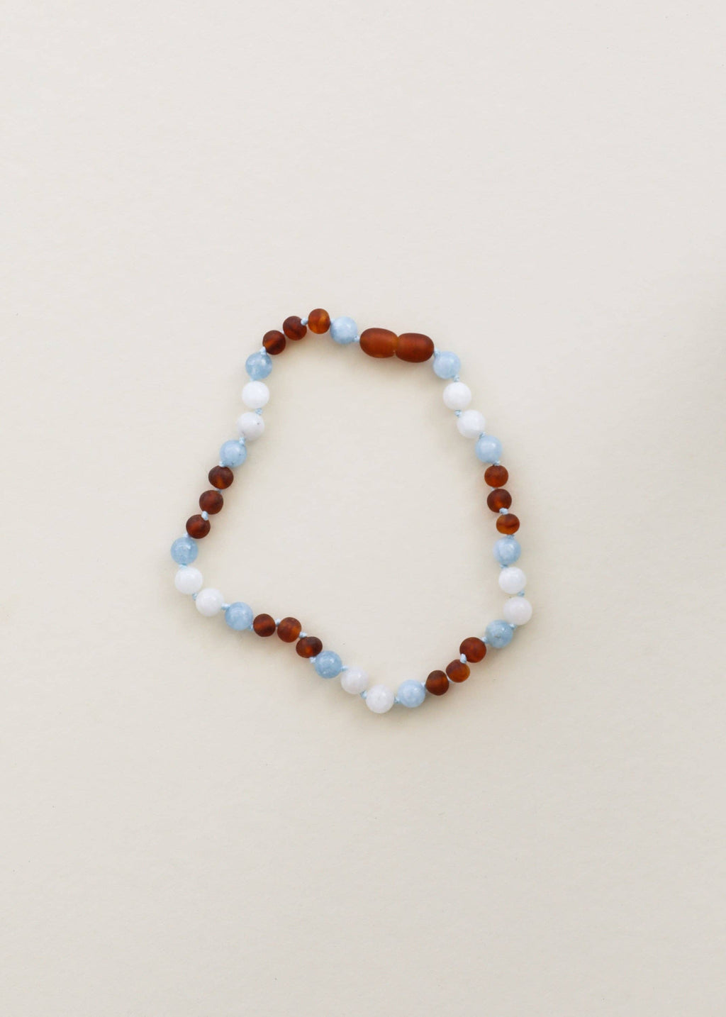 Raw Cognac Baltic Sea Amber + Moonstone + Aquamarine Necklace