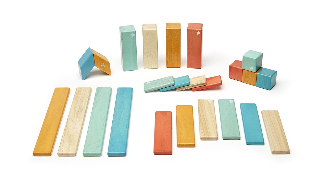 24 Piece Magnetic Wooden Block Set - Sunset