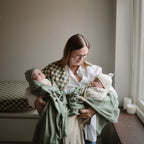 Organic Cotton Muslin Burp Cloth - Olive & Natural Check
