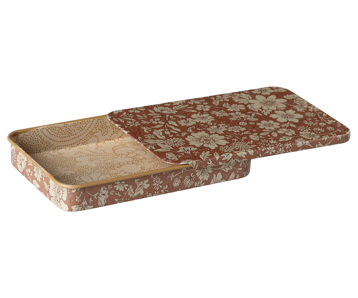 Heather Blossom Sliding Lid Metal Box
