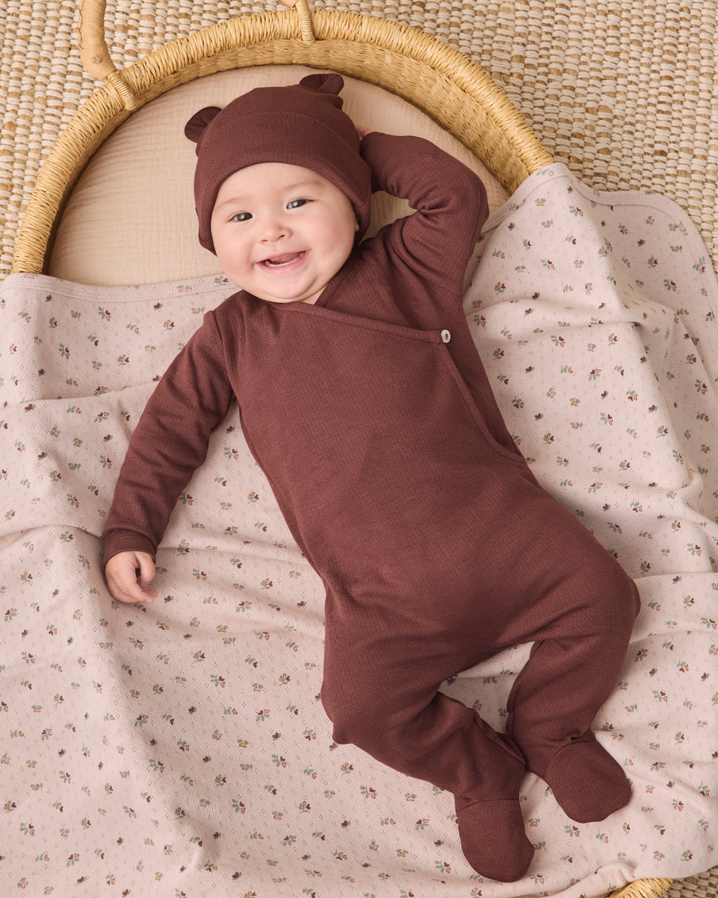 Black Cherry Pointelle Wrap Footie