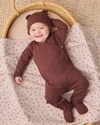Black Cherry Pointelle Wrap Footie