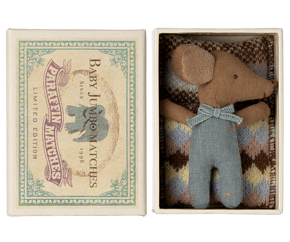 Blue Sleepy/Wakey Baby Mouse in Matchbox