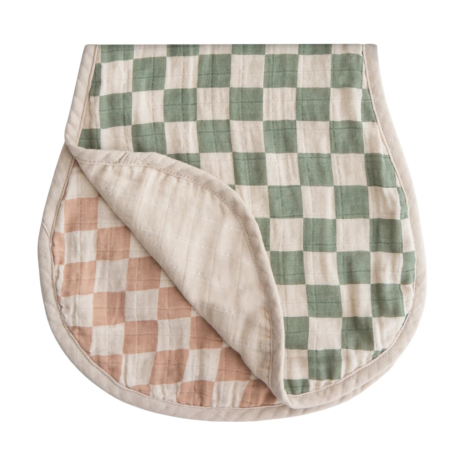Organic Cotton Muslin Burp Cloth - Olive & Natural Check