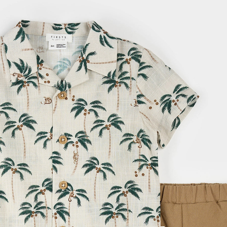 Palm Trees Crosshatch Shirt & Short Set