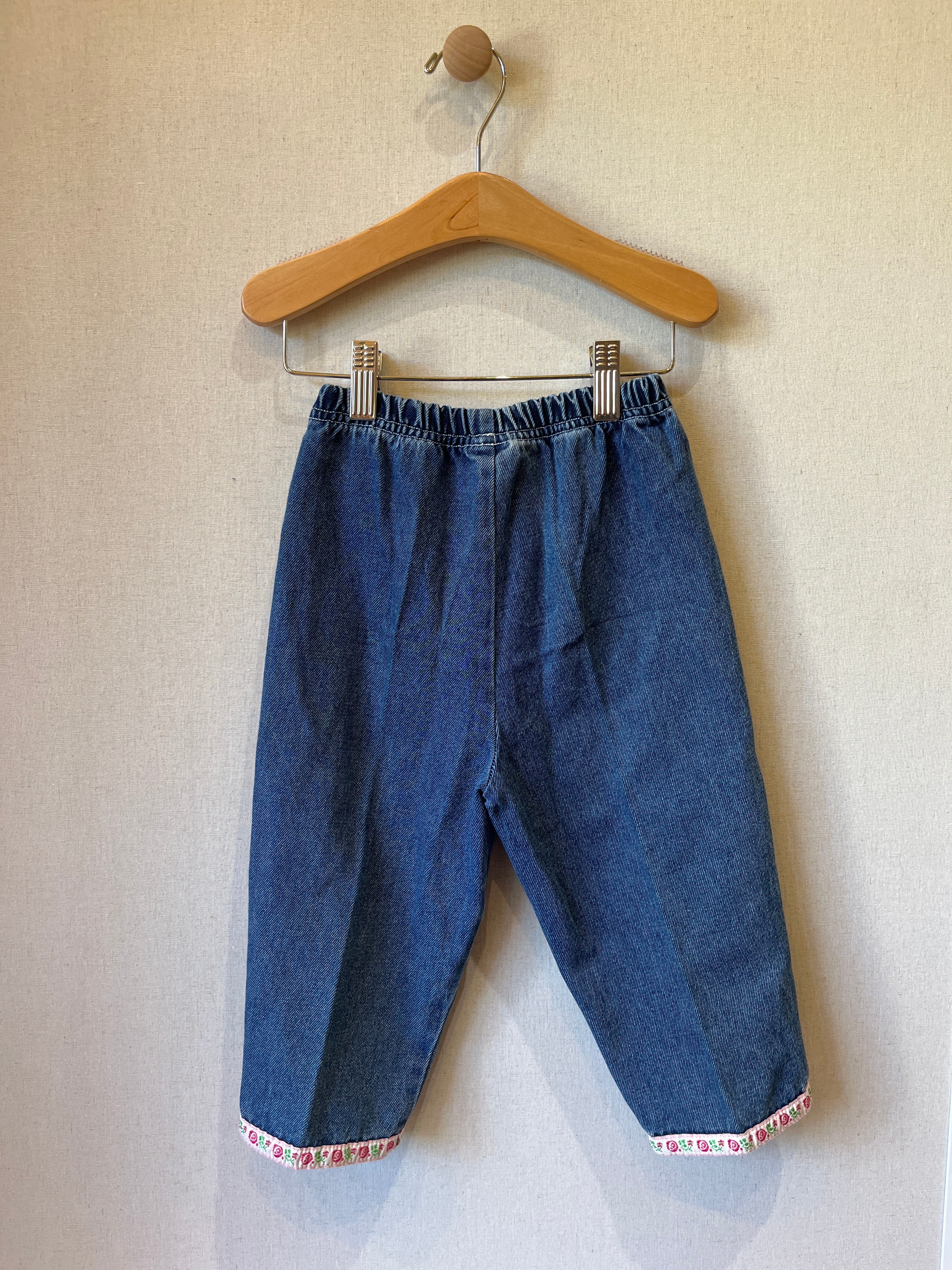 Vintage Grace-Glory Flower Trim Jeans