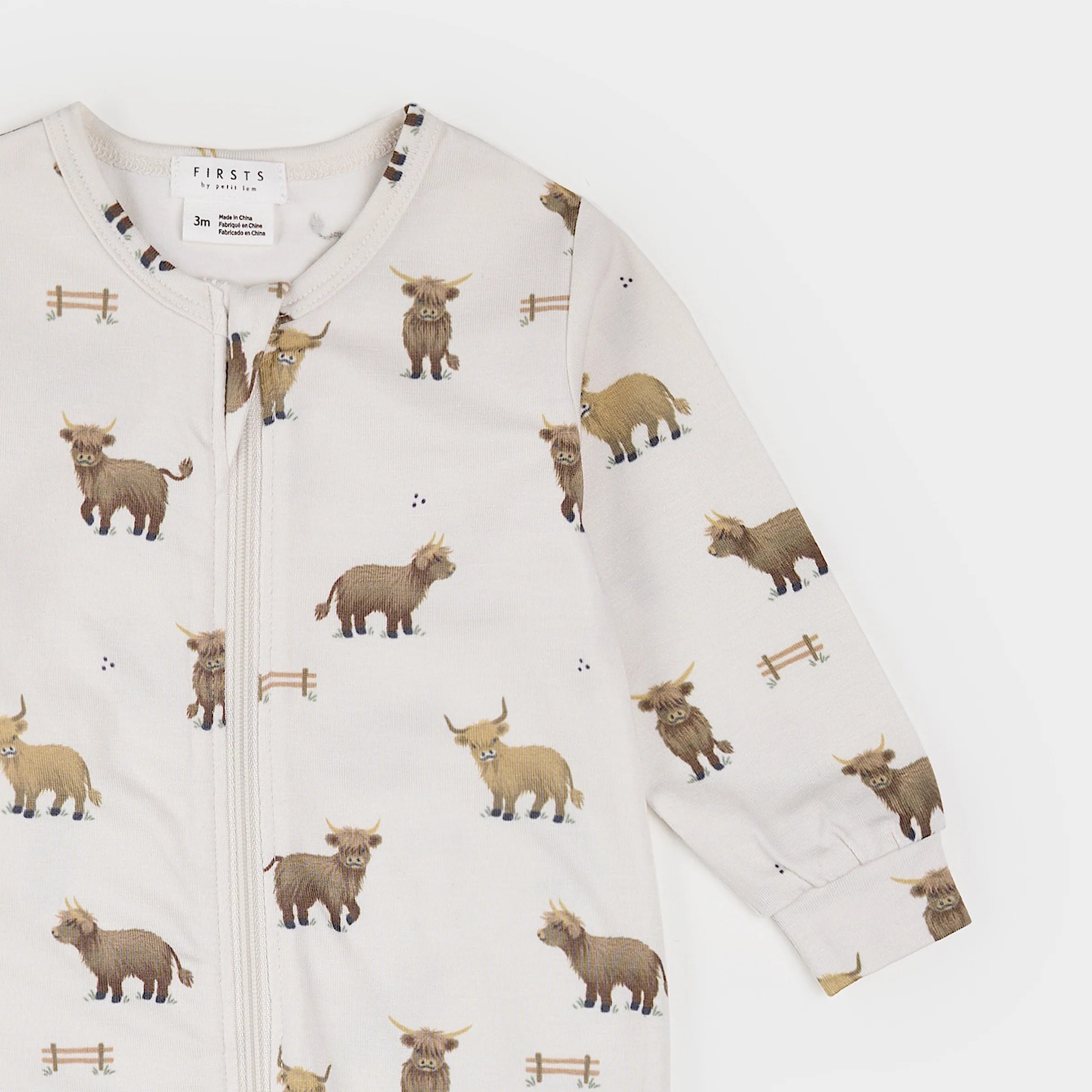 LunaKnit Highland Cow Zipper Footie