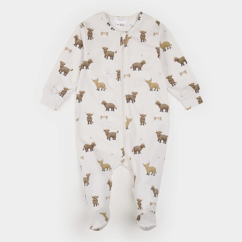 LunaKnit Highland Cow Zipper Footie