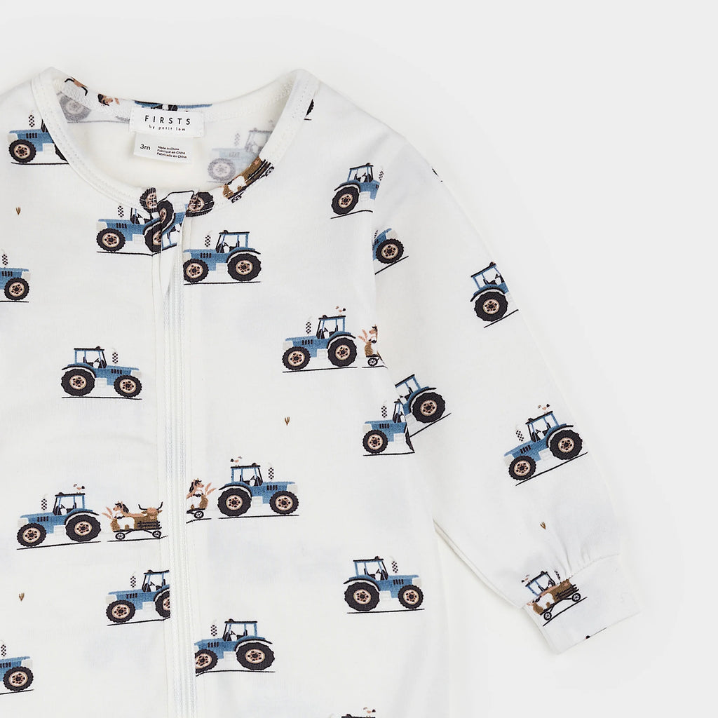 LunaKnit Tractor Ride Zipper Footie