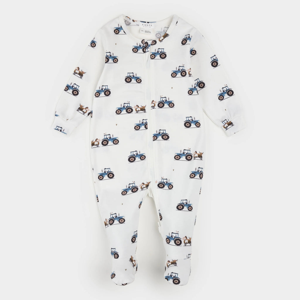LunaKnit Tractor Ride Zipper Footie
