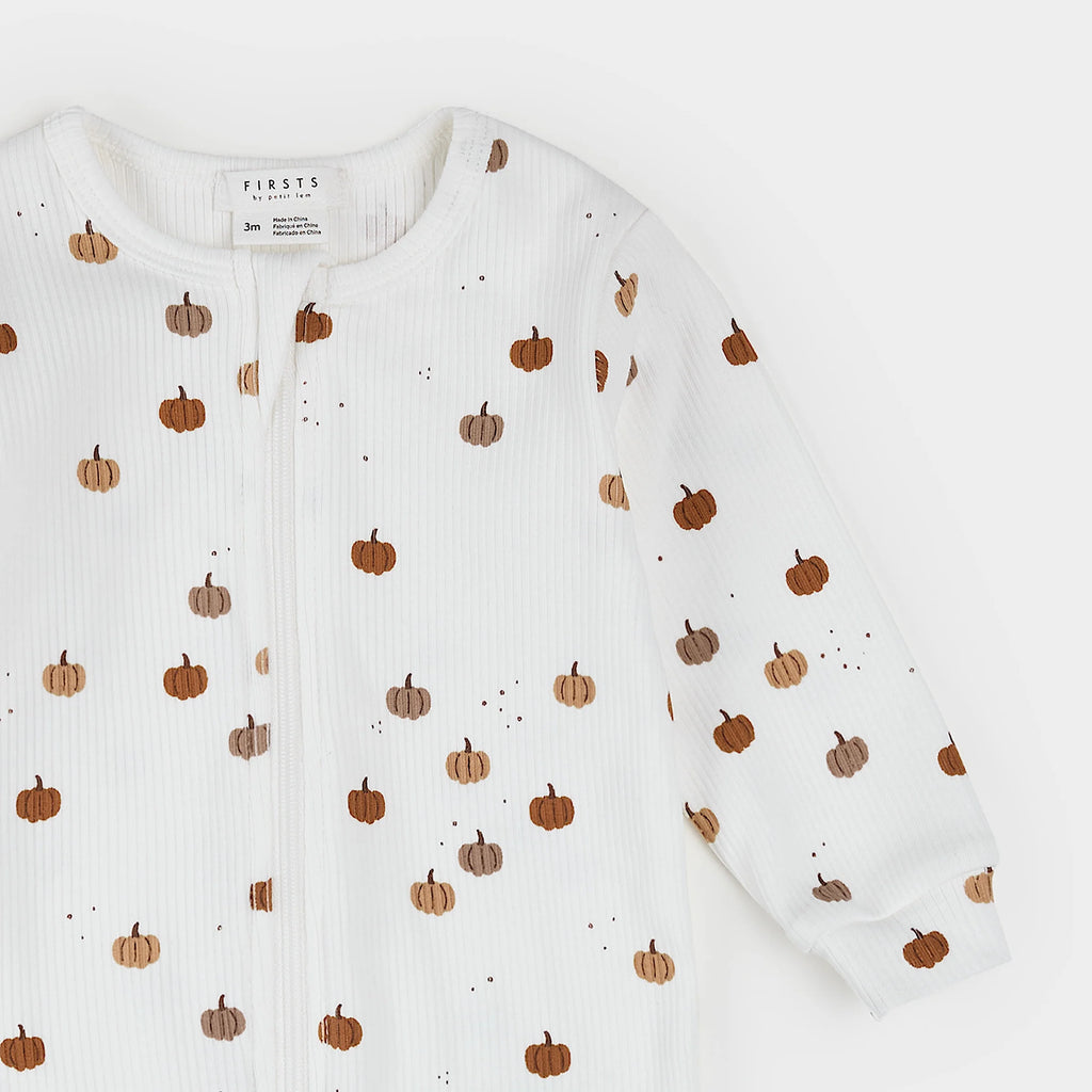 Ribbed Pumpkin Zipper Footie