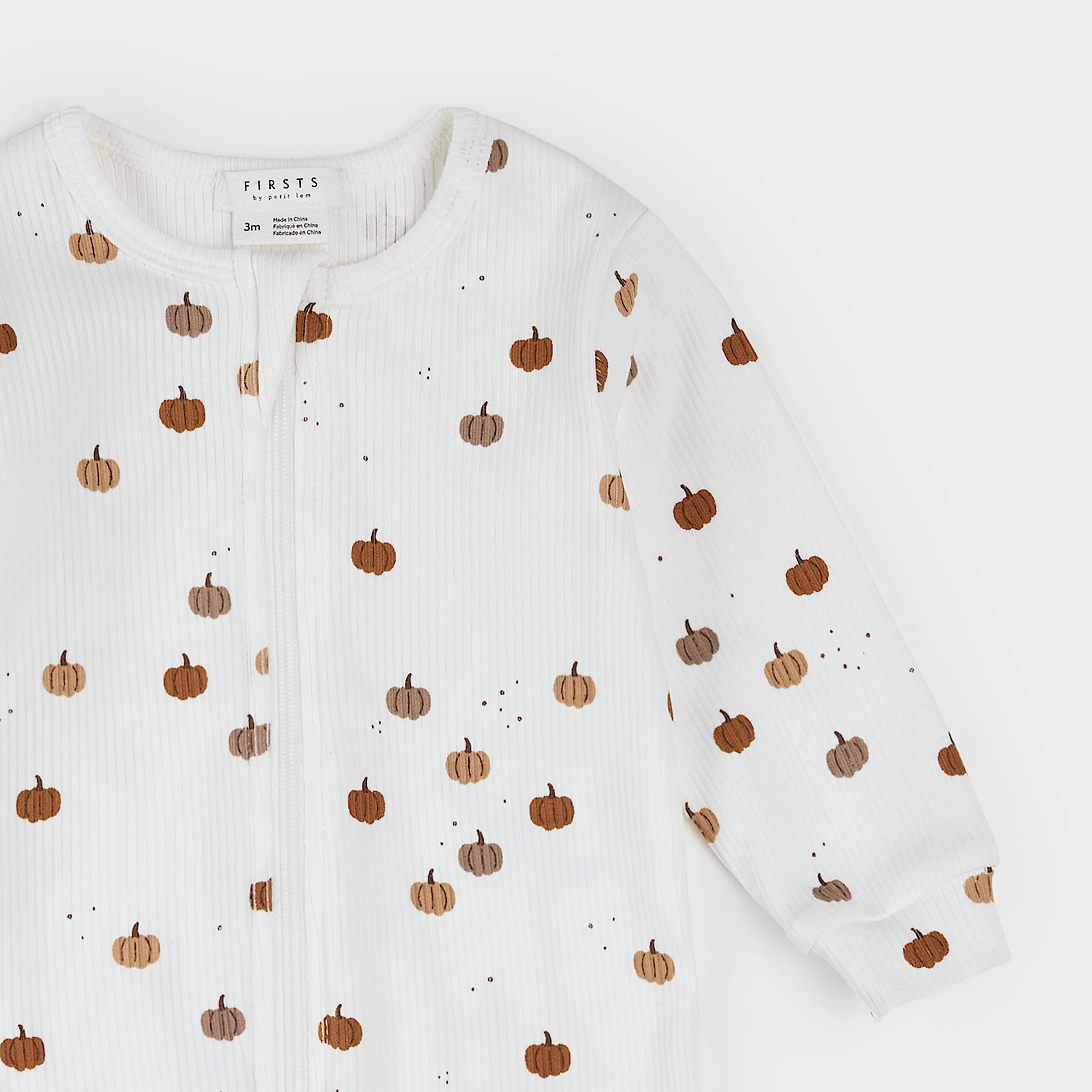 Ribbed Pumpkin Zipper Footie