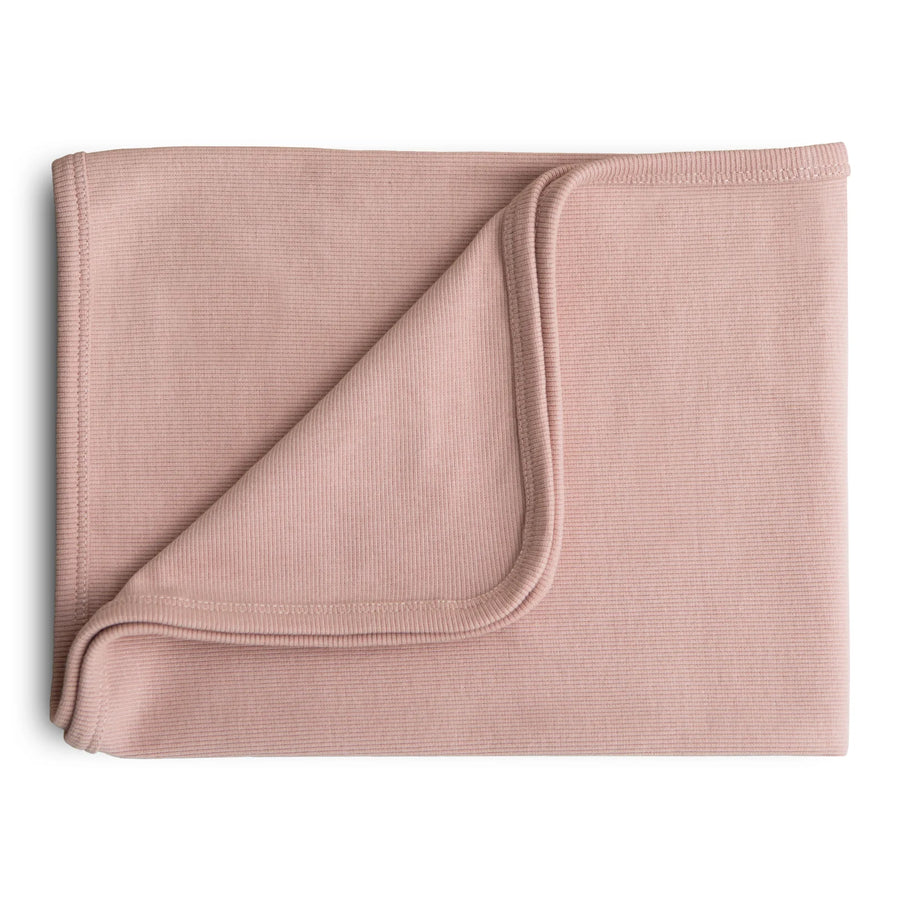 Organic Cotton Ribbed Baby Blanket - Blush