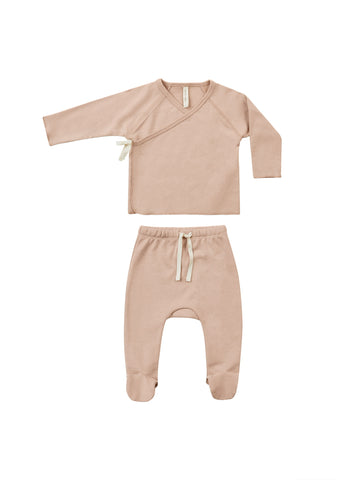 Blush Wrap Top + Footed Pant Set