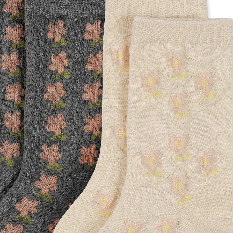 2 Pack Flower Pointelle Socks