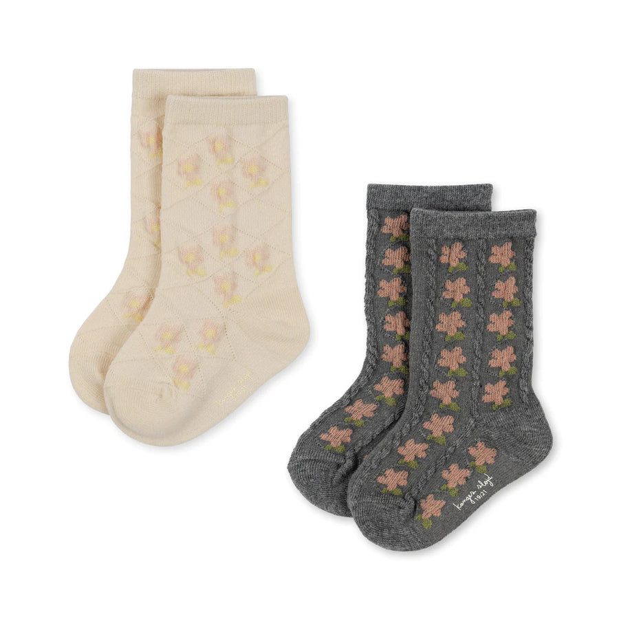 2 Pack Flower Pointelle Socks