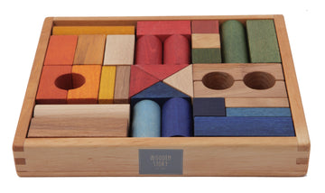 Rainbow Wooden Blocks In Tray - 30 Pieces