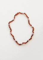 Raw Cognac Baltic Amber + Pink Rhodonite Halo Necklace