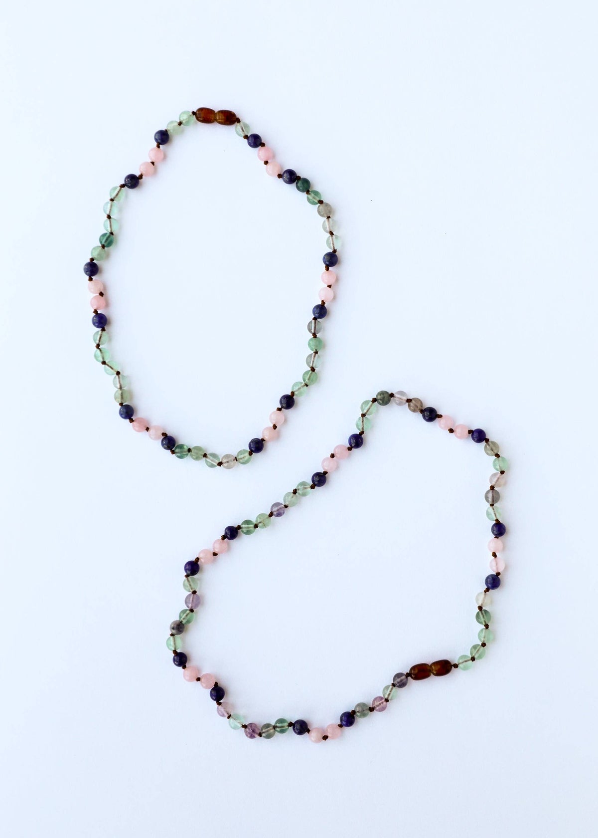 Fluorite + Lapis Lazuli + Rose Quartz Gemstone Necklace