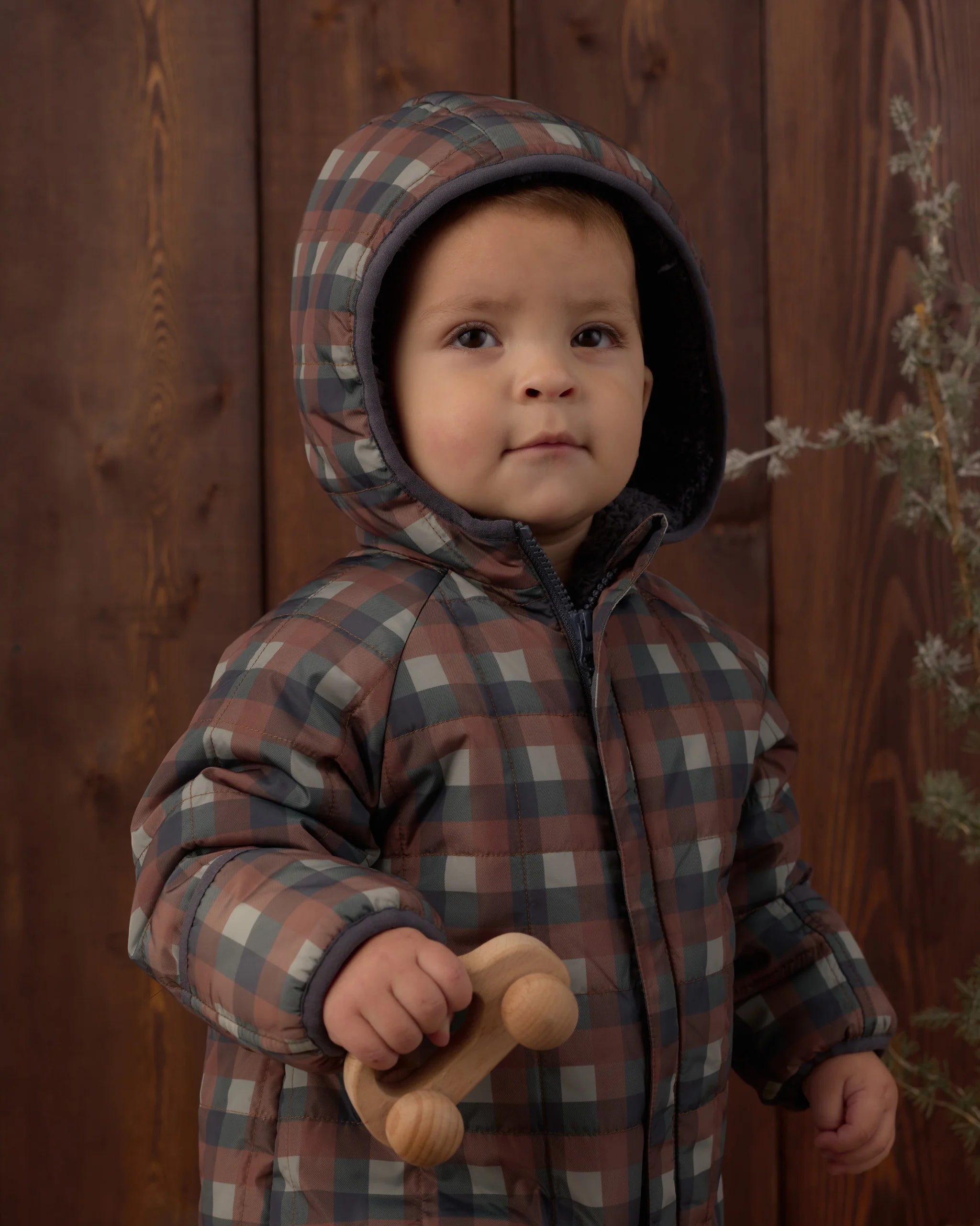 Midnight Check Cedar Puffer Suit