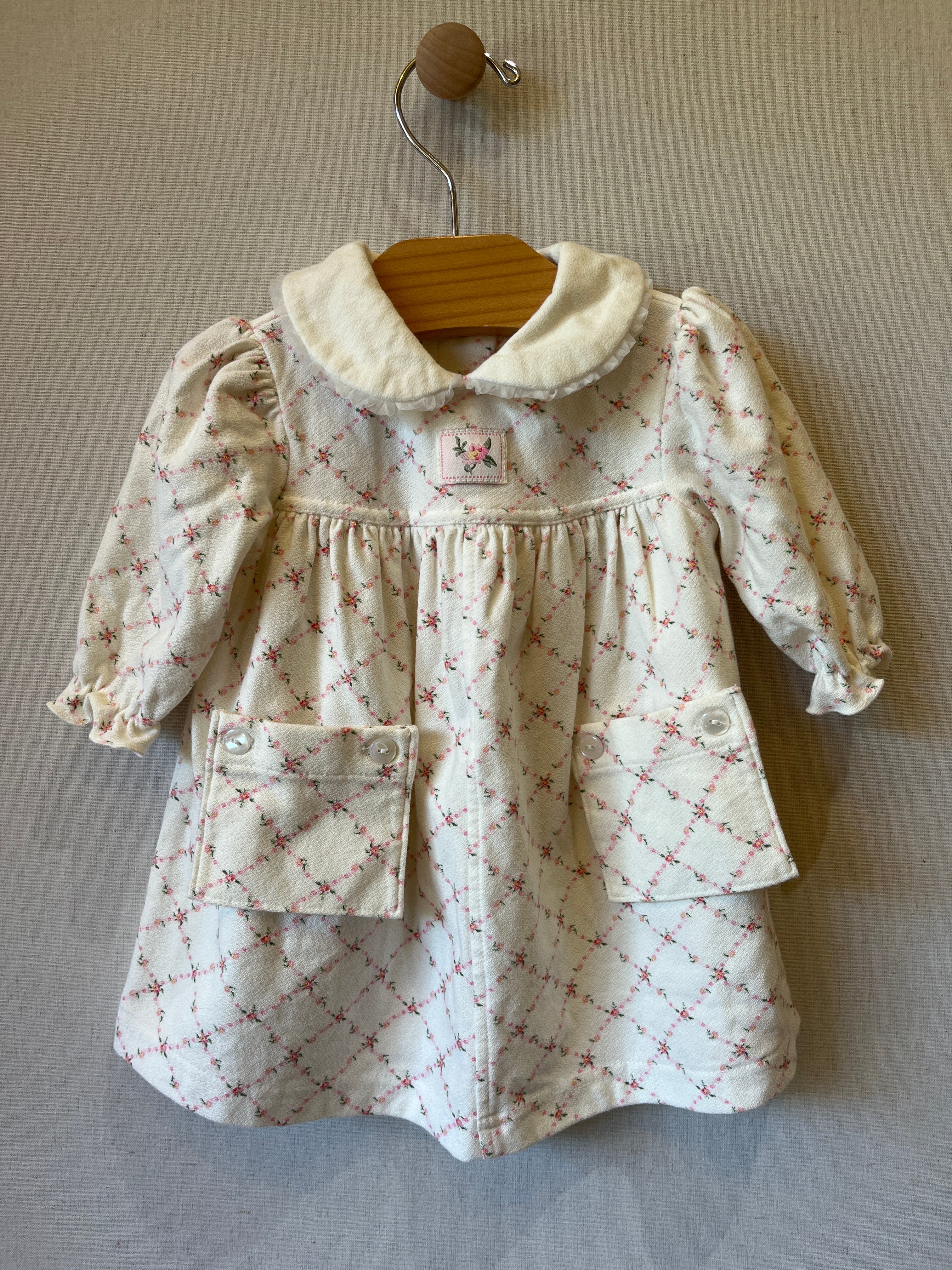 Vintage Laura Ashley Girls Rosette Grid Nightgown