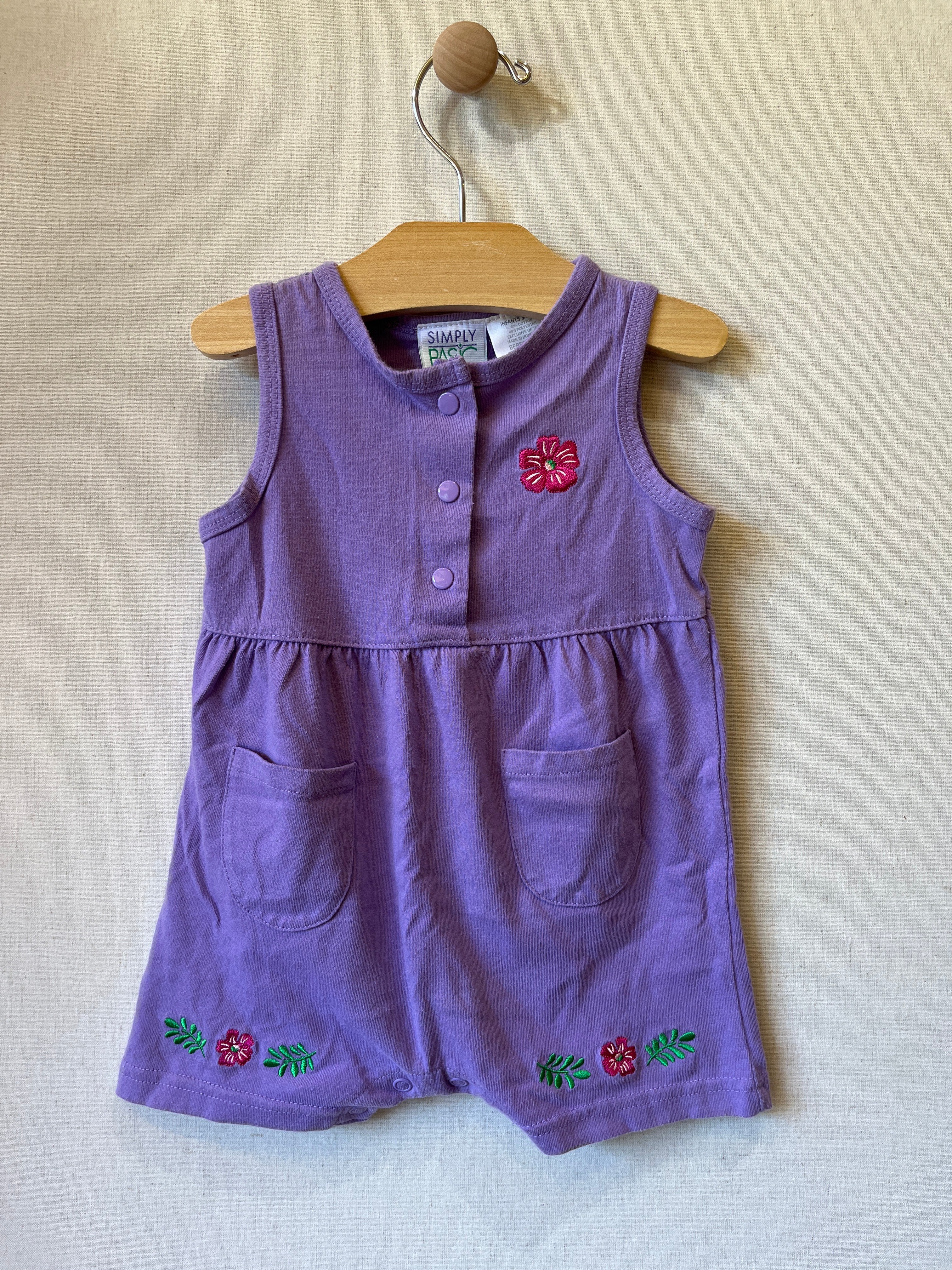 Vintage Simply Basic Purple Hibiscus Romper