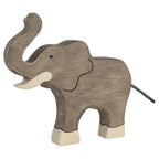 Wooden Elephant With Trunk Raised