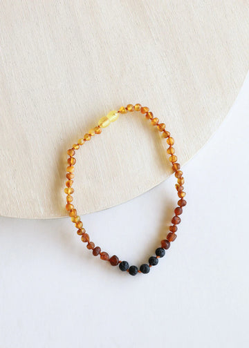 Raw Ombre Baltic Amber + Lava Necklace