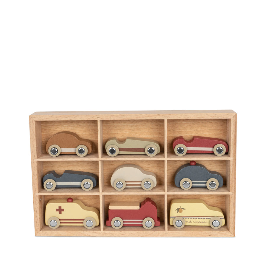 Wooden Mini Car Set (9 pieces)
