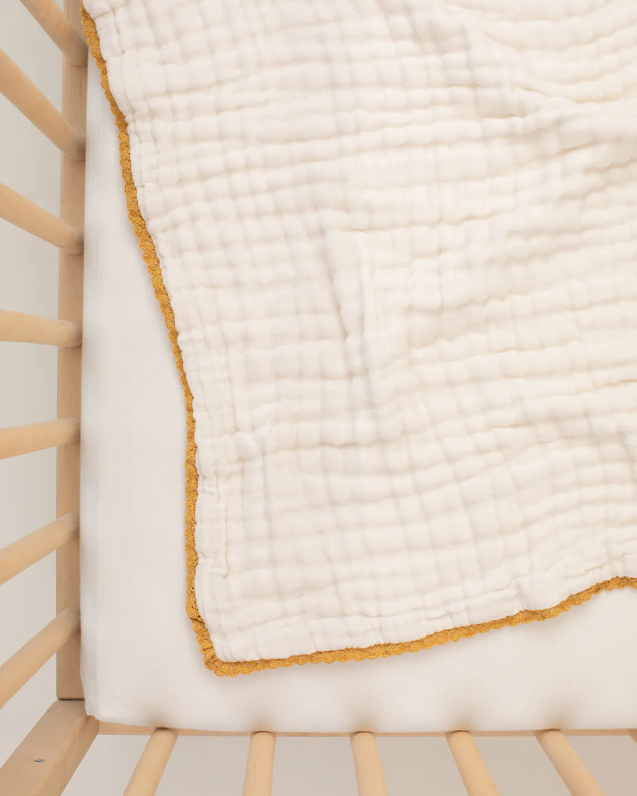 Organic Cotton Lace Baby Blanket - Goldenrod