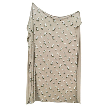 Small Khaki Magnolia Bamboo Swaddle Blanket