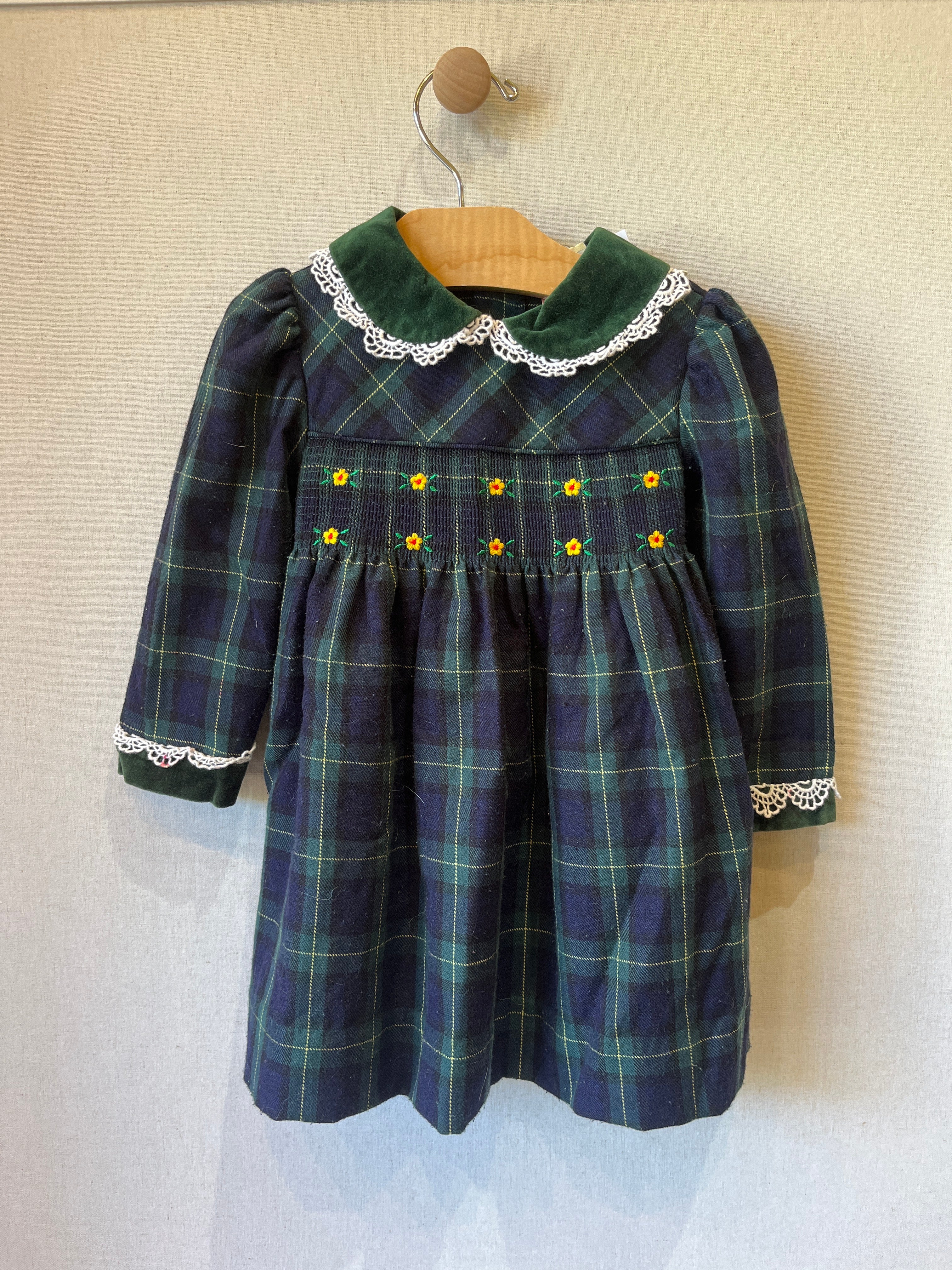 Vintage BabyTogs Green Plaid Dress