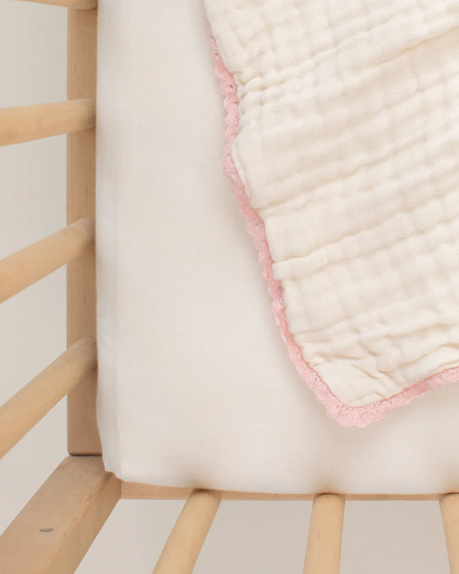 Organic Cotton Mini Lace Baby Blanket - Rose