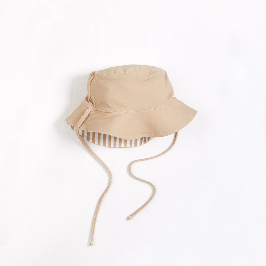 Taupe Striped Reversible Sun Hat