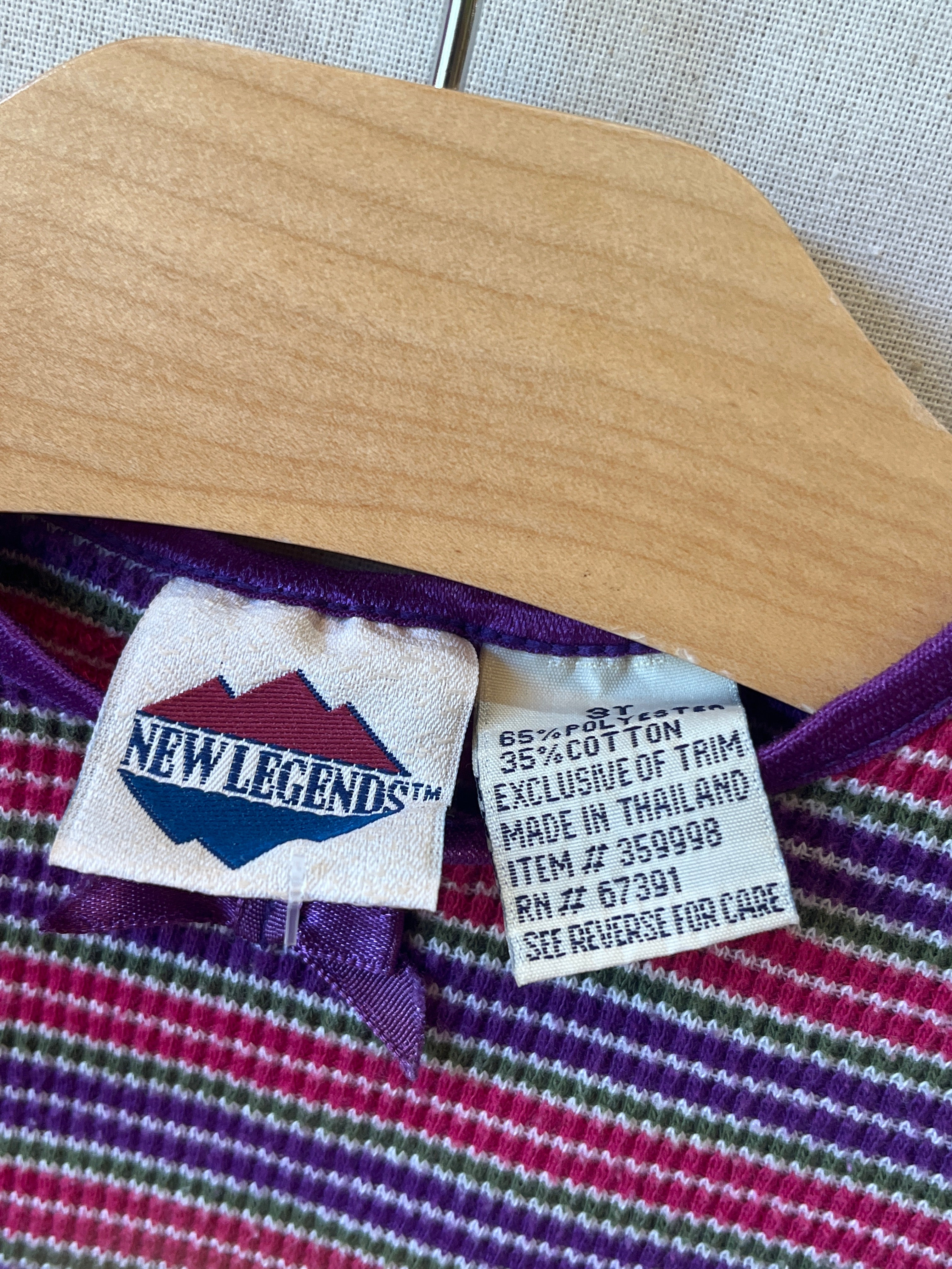Vintage New Legends Stripe Waffle Long Sleeve