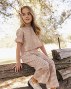 Fawn Gingham Wide Leg Pant