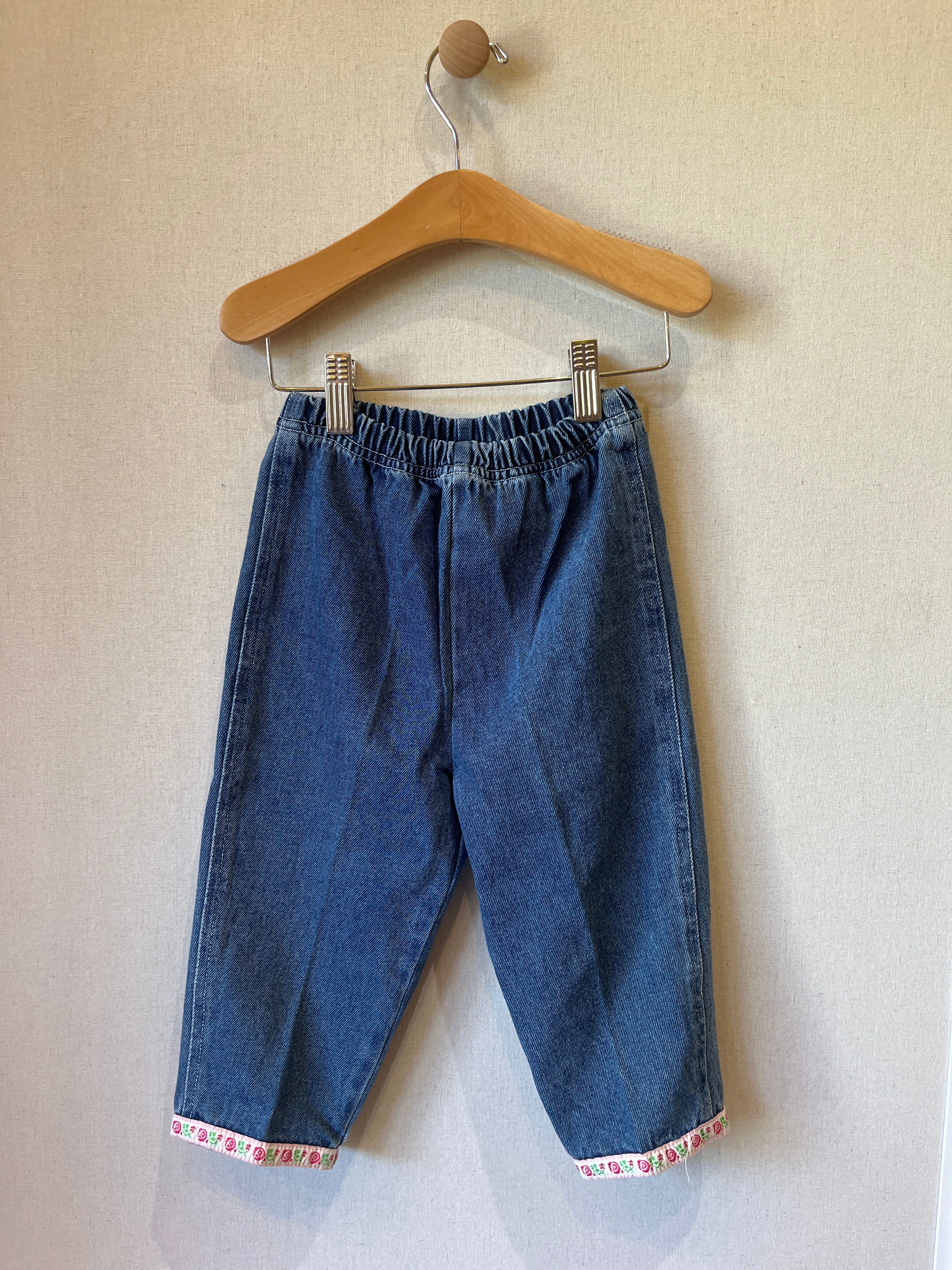 Vintage Grace-Glory Flower Trim Jeans