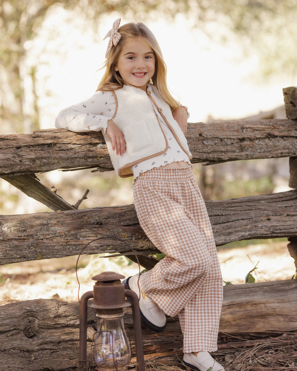 Fawn Gingham Wide Leg Pant