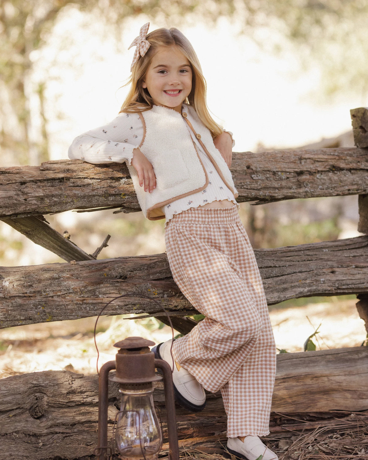 Fawn Gingham Wide Leg Pant